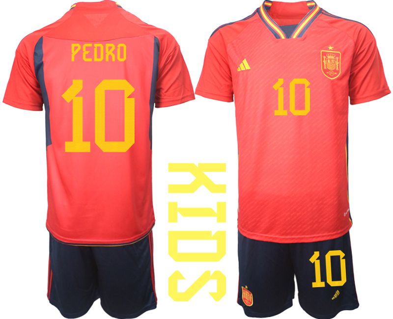 Youth 2022 World Cup National Team Spain home red #10 Soccer Jersey->customized soccer jersey->Custom Jersey